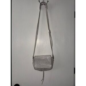 Halston Heritage Silver Suede Shoulder Crossbody Bag